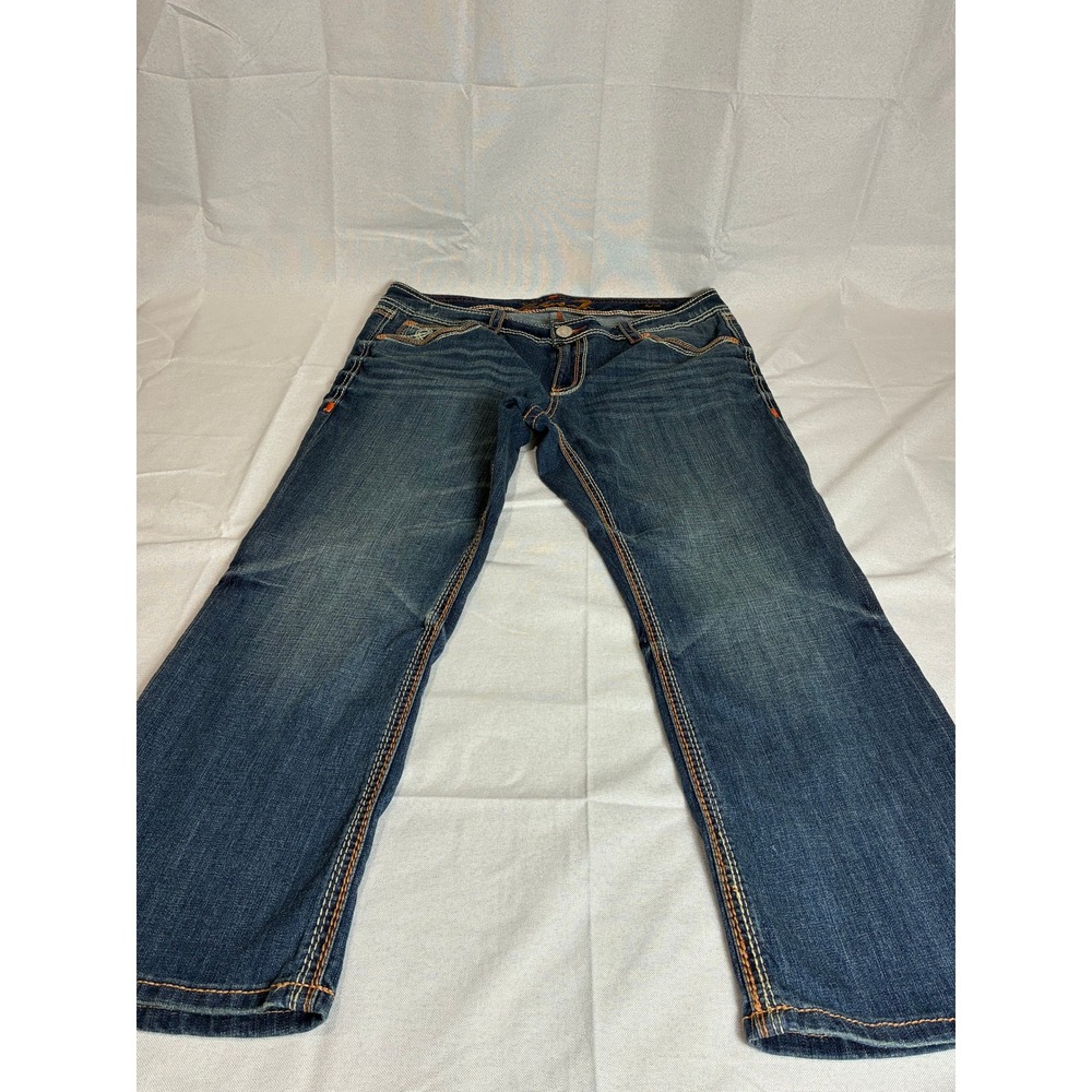 Seven7 Luxe Petite Bootcut Jeans Medium Wash Thick Stitch Size 18WP